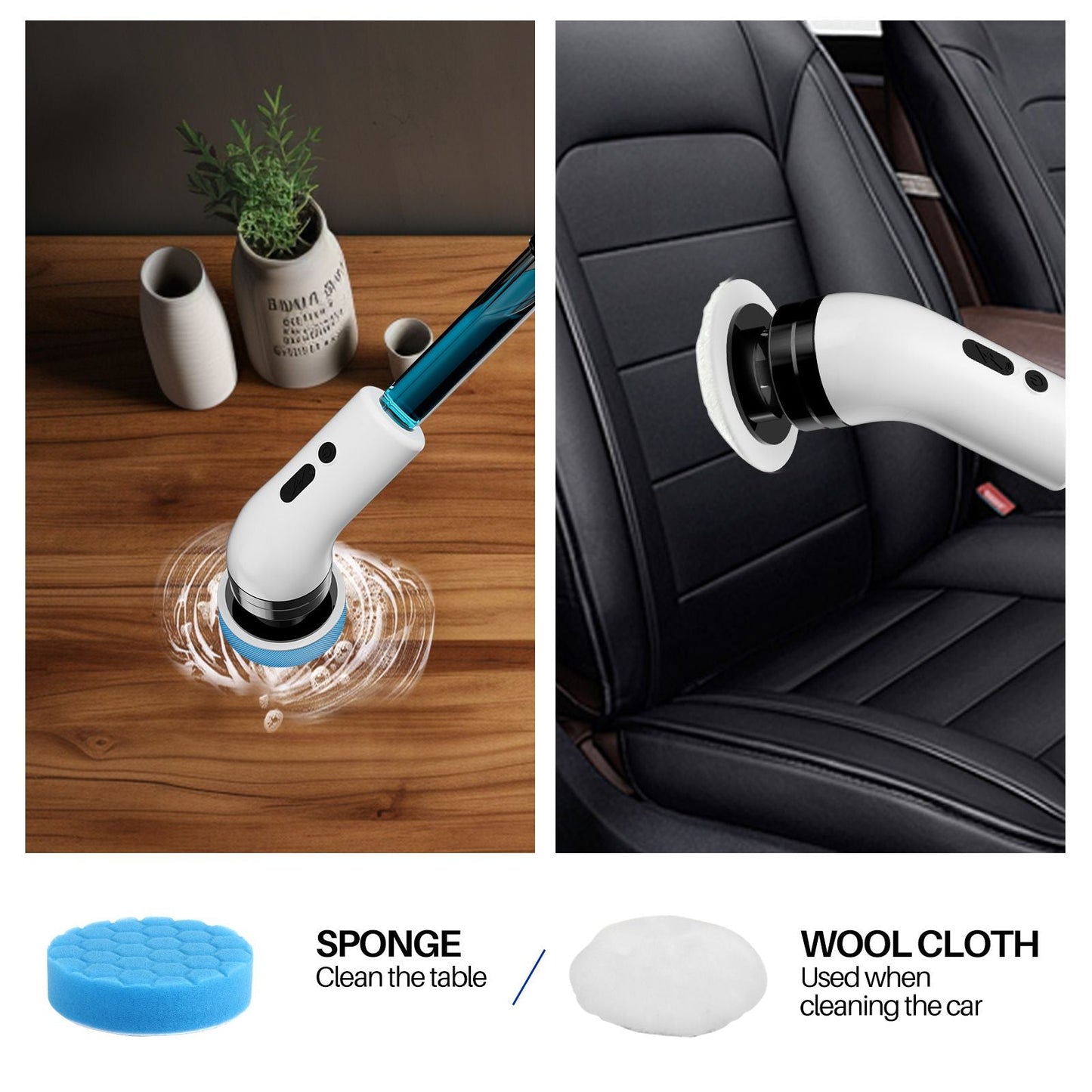 Electric Self Rotating Cleaning Brush, Waterproof Rotating Washer, Can Add Cleaning Solution,Replaceable with 5/7/9 Brush Heads, Suitable for Multifunctional, With 2 Adjustable Speeds - 7DAY'S
