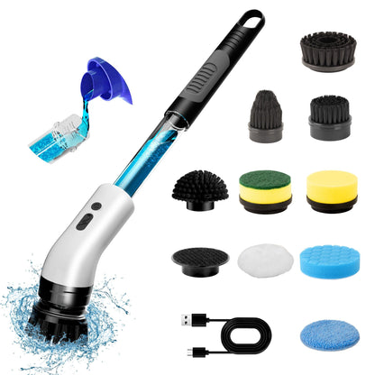 Electric Self Rotating Cleaning Brush, Waterproof Rotating Washer, Can Add Cleaning Solution,Replaceable with 5/7/9 Brush Heads, Suitable for Multifunctional, With 2 Adjustable Speeds - 7DAY'S