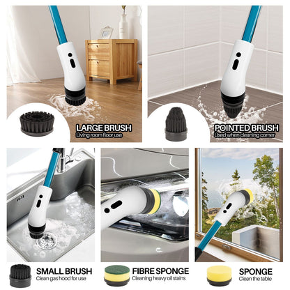 Electric Self Rotating Cleaning Brush, Waterproof Rotating Washer, Can Add Cleaning Solution,Replaceable with 5/7/9 Brush Heads, Suitable for Multifunctional, With 2 Adjustable Speeds - 7DAY'S