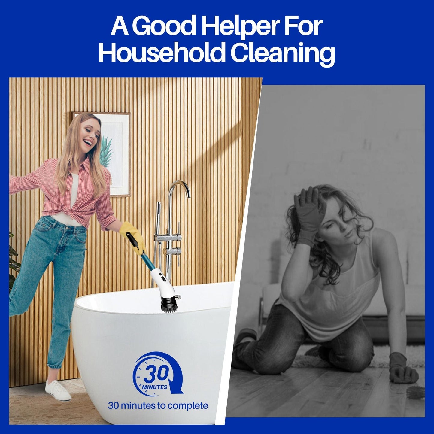 Electric Self Rotating Cleaning Brush, Waterproof Rotating Washer, Can Add Cleaning Solution,Replaceable with 5/7/9 Brush Heads, Suitable for Multifunctional, With 2 Adjustable Speeds - 7DAY'S