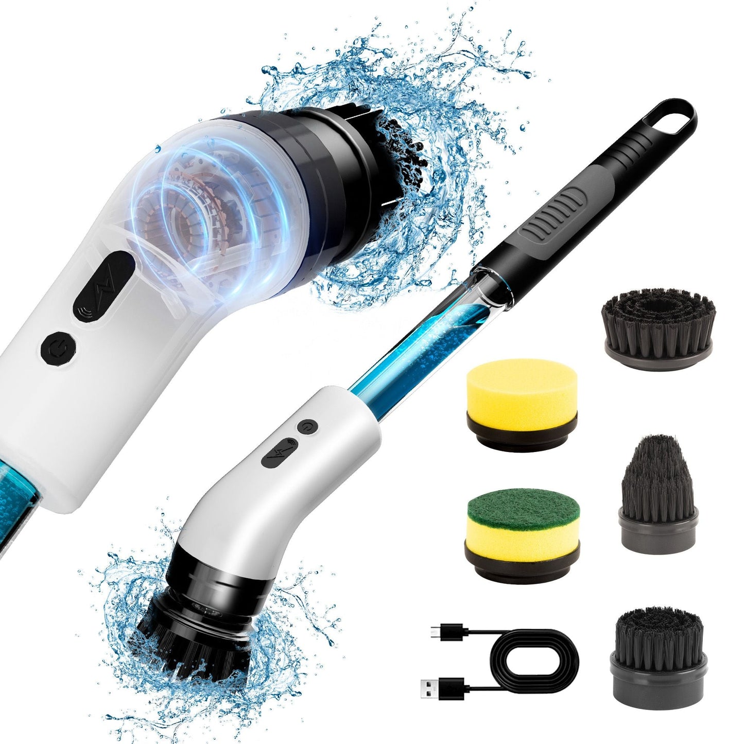 Electric Self Rotating Cleaning Brush, Waterproof Rotating Washer, Can Add Cleaning Solution,Replaceable with 5/7/9 Brush Heads, Suitable for Multifunctional, With 2 Adjustable Speeds - 7DAY'S