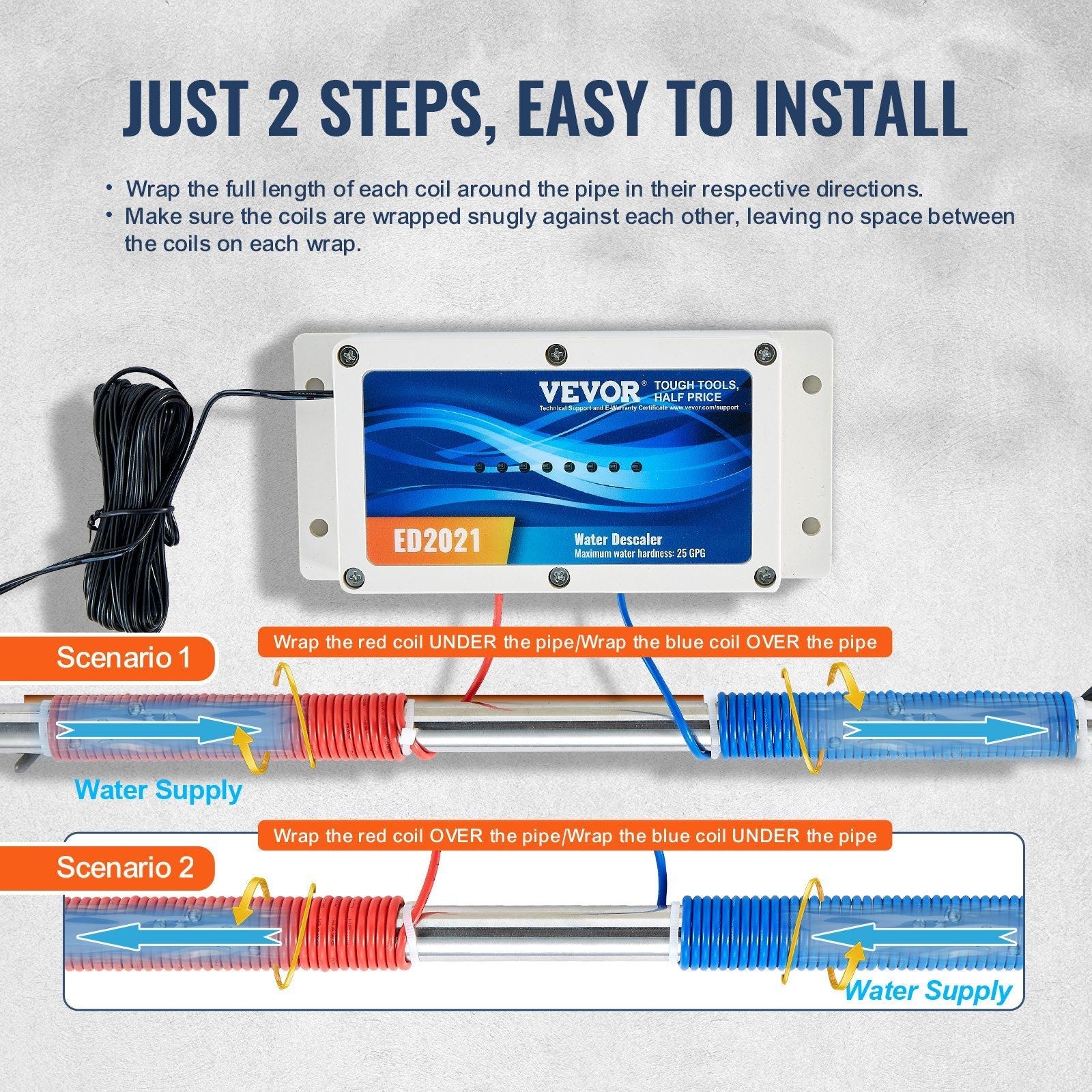 Electronic Water Descaler System Whole House Salt Free Descaler for Home - 7DAY'S