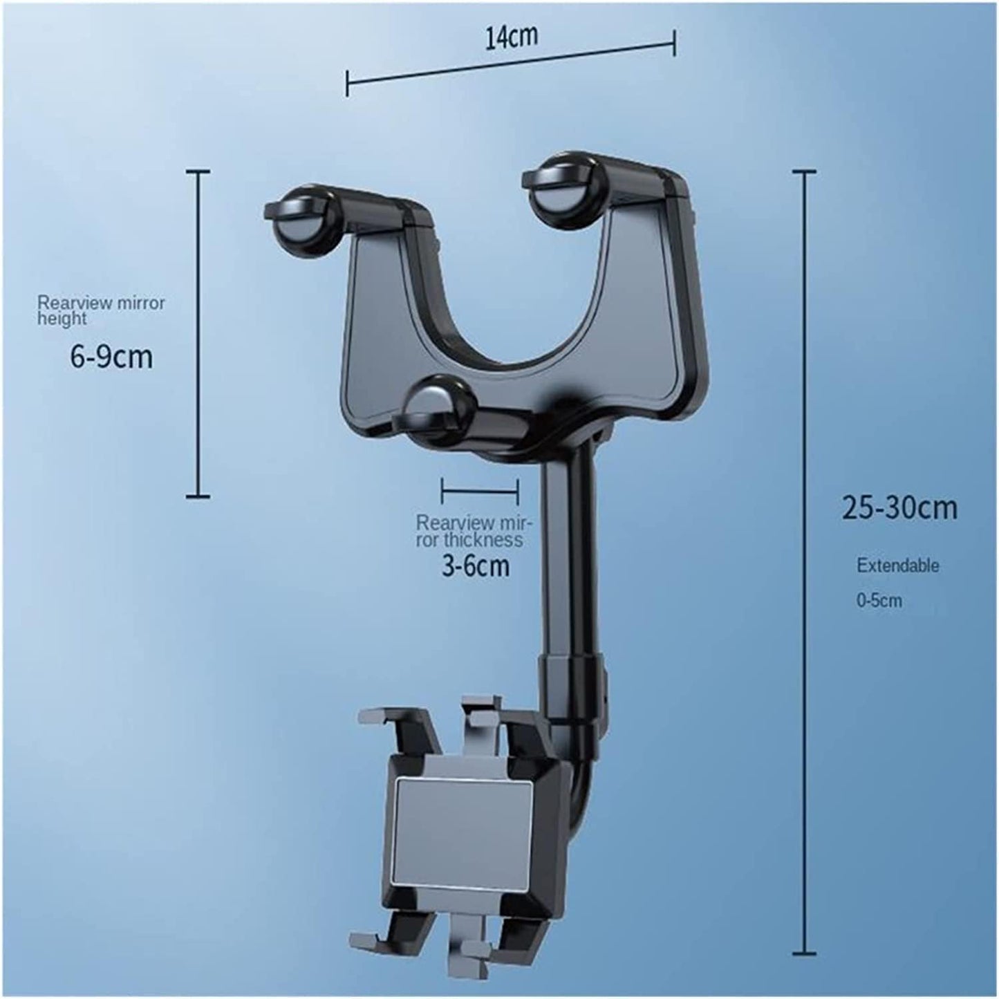 Elemenix Phone Holder, 360 Rotatable and Retractable Car Phone Holder, Fullofcarts Phone Holder, 360° Car Rearview Mirror Phone Holder for Car Mount Phone and Gps Holder Support Rotating Adjustable - 7DAY'S