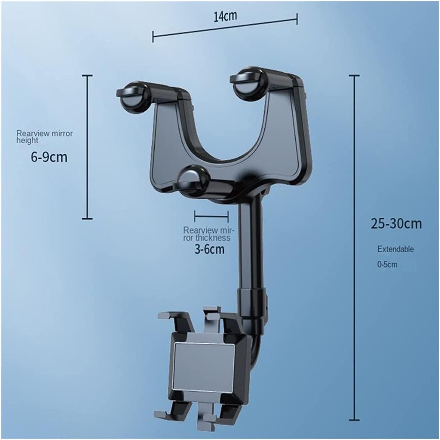 Elemenix Phone Holder, 360 Rotatable and Retractable Car Phone Holder, Fullofcarts Phone Holder, 360° Car Rearview Mirror Phone Holder for Car Mount Phone and Gps Holder Support Rotating Adjustable - 7DAY'S
