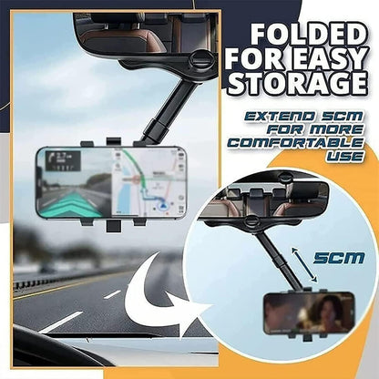 Elemenix Phone Holder, 360 Rotatable and Retractable Car Phone Holder, Fullofcarts Phone Holder, 360° Car Rearview Mirror Phone Holder for Car Mount Phone and Gps Holder Support Rotating Adjustable - 7DAY'S