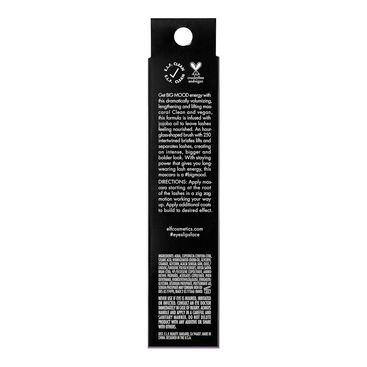 e.l.f. Big Mood Mascara, Instantly Creates Long - Lasting, Bold & Lifted, Voluminous Lashes, Infused with Jojoba Wax, Pitch Black, 0.30 fl Oz - 7DAY'S