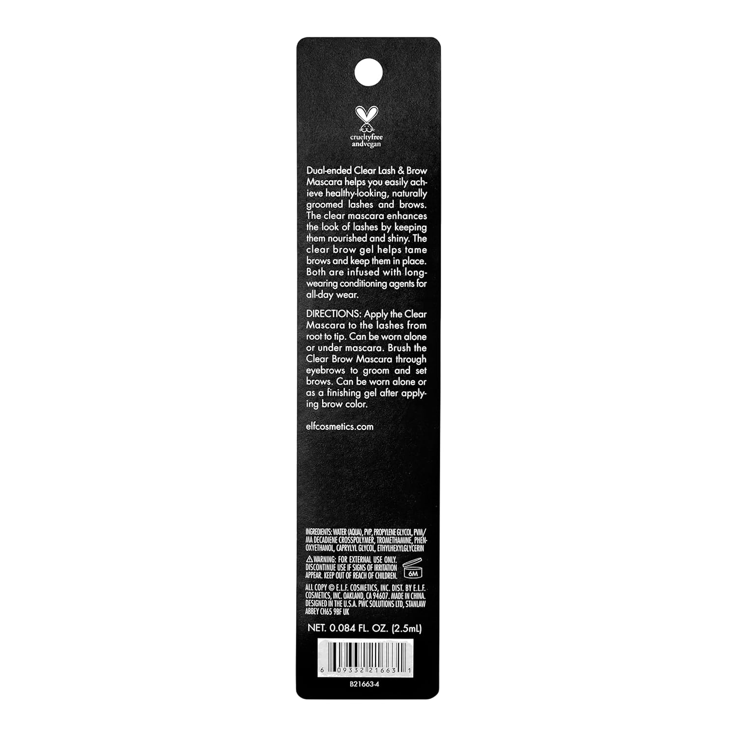 e.l.f. Clear Brow & Lash Mascara, Dual - Sided Brushable Clear Gel For Groomed Brows & Eyelashes, Long - Wear Conditioning Formula, Vegan & Cruelty - Free - 7DAY'S