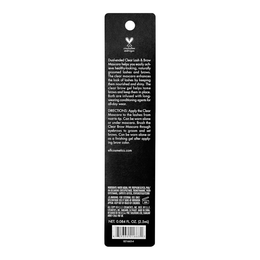 e.l.f. Clear Brow & Lash Mascara, Dual - Sided Brushable Clear Gel For Groomed Brows & Eyelashes, Long - Wear Conditioning Formula, Vegan & Cruelty - Free - 7DAY'S