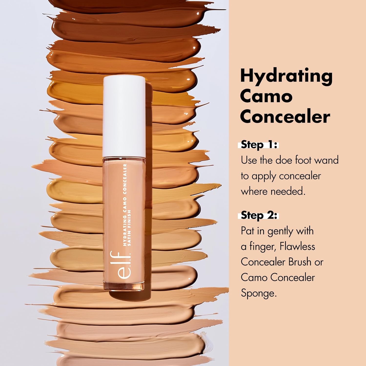 e.l.f. Hydrating Camo Concealer, Covers Blemishes & Under - Eye Circles, Full - Coverage & Delivers A Satin Finish, Vegan & Cruelty - Free, Light Sand - 7DAY'S