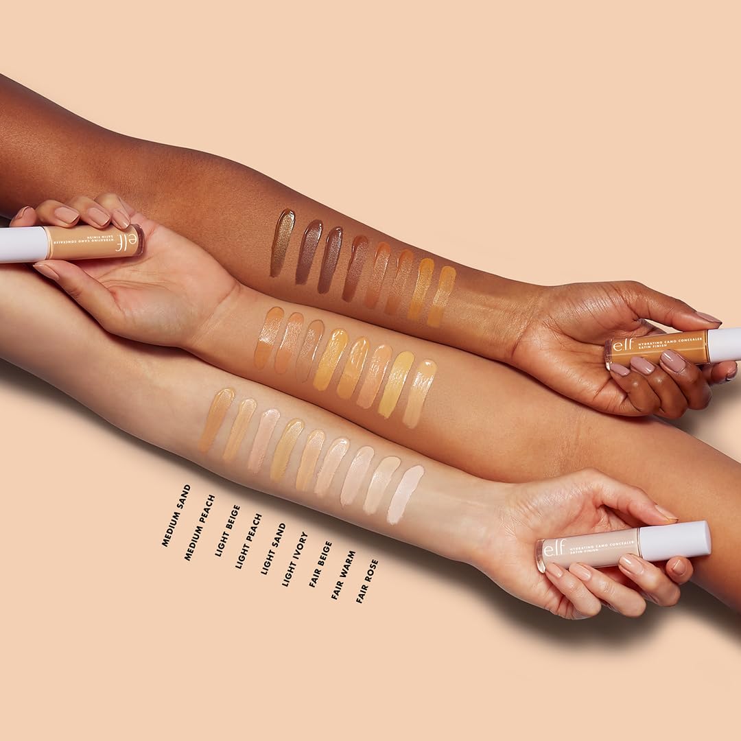 e.l.f. Hydrating Camo Concealer, Covers Blemishes & Under - Eye Circles, Full - Coverage & Delivers A Satin Finish, Vegan & Cruelty - Free, Light Sand - 7DAY'S