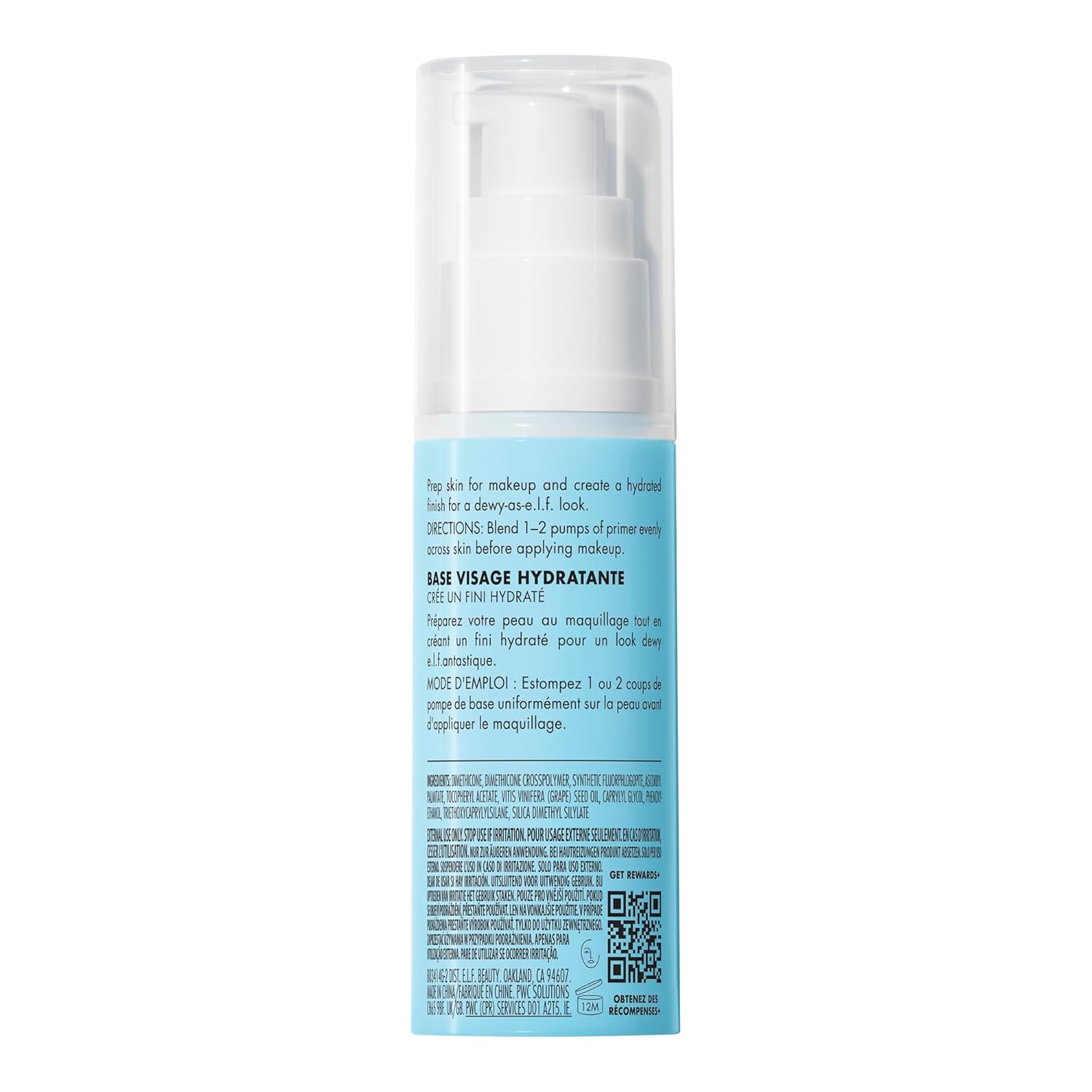 e.l.f. Hydrating Face Primer, Makeup Primer For Flawless, Smooth Skin & Long - Lasting Makeup, Fills In Pores & Fine Lines, Vegan & Cruelty - free, Large - 7DAY'S