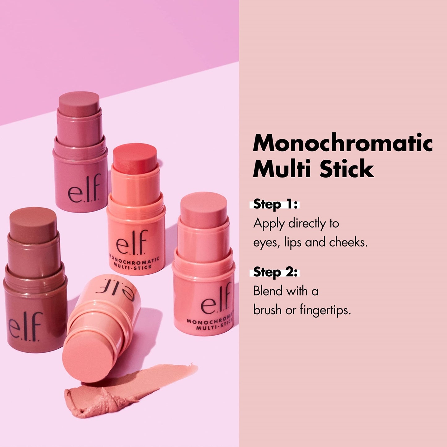 e.l.f. Monochromatic Multi Stick, Luxuriously Creamy & Blendable Color, For Eyes, Lips & Cheeks, Dazzling Peony, 0.17 Oz - 7DAY'S