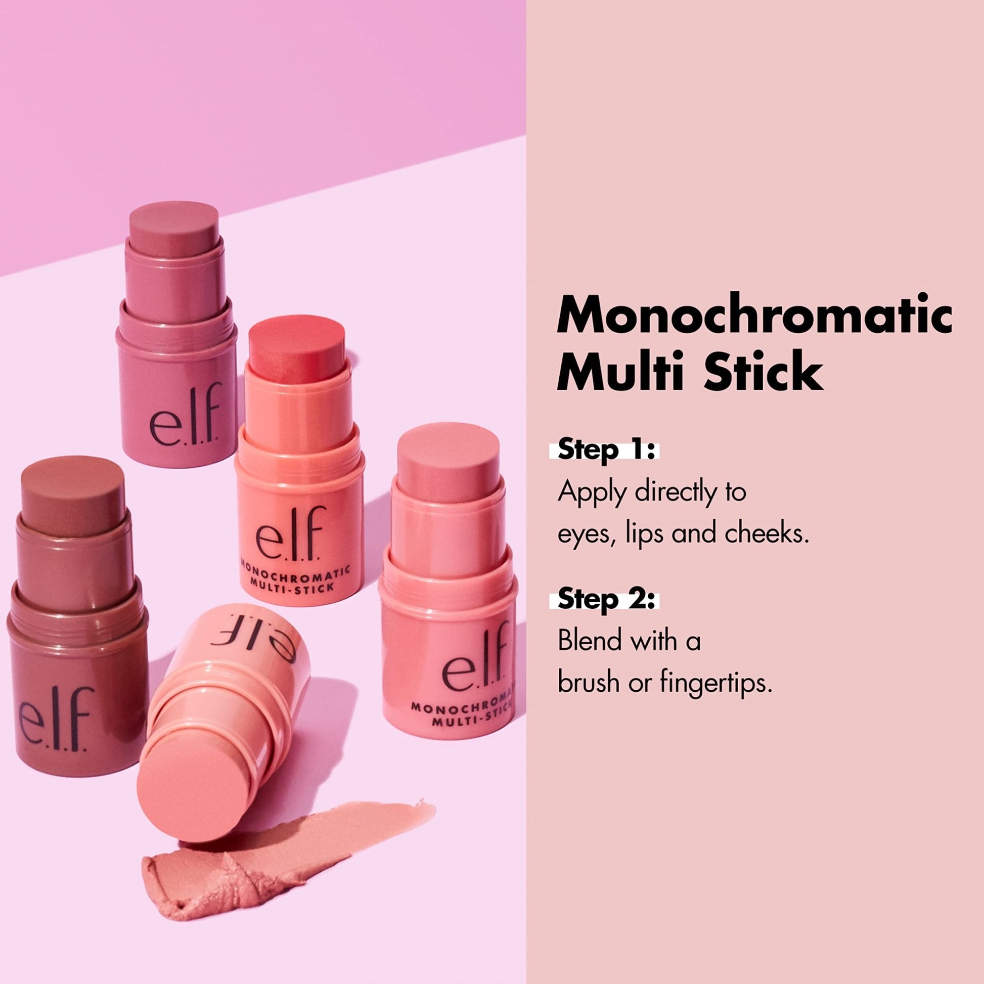 e.l.f. Monochromatic Multi Stick, Luxuriously Creamy & Blendable Color, For Eyes, Lips & Cheeks, Dazzling Peony, 0.17 Oz - 7DAY'S