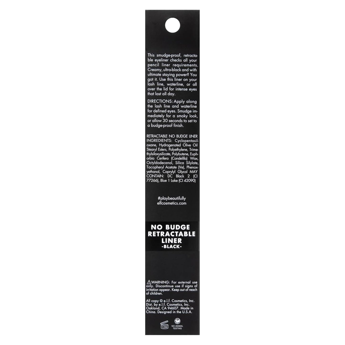 e.l.f. No Budge Retractable Eyeliner, Creamy, Ultra - Pigmented & Waterproof, Creates Bold & Defined Lines, Vegan & Cruelty - Free, Black - 7DAY'S