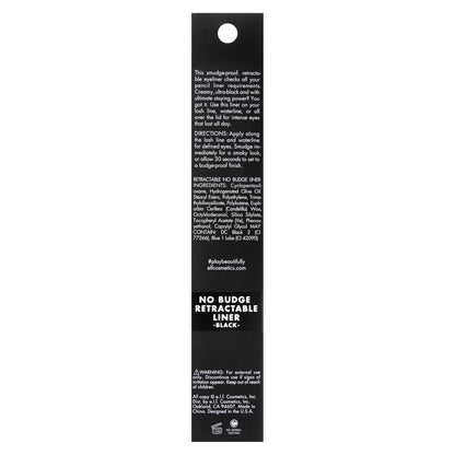 e.l.f. No Budge Retractable Eyeliner, Creamy, Ultra - Pigmented & Waterproof, Creates Bold & Defined Lines, Vegan & Cruelty - Free, Black - 7DAY'S