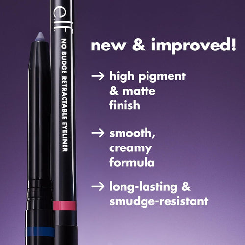 e.l.f. No Budge Retractable Eyeliner, Creamy, Ultra - Pigmented & Waterproof, Creates Bold & Defined Lines, Vegan & Cruelty - Free, Black - 7DAY'S