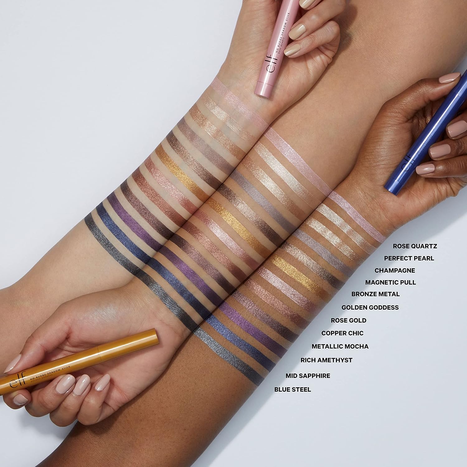 e.l.f. No Budge Shadow Stick, Long - Lasting Cream Eyeshadow Stick For High - Pigment, Metallic Color, Vegan & Cruelty - Free, Rose Gold - 7DAY'S