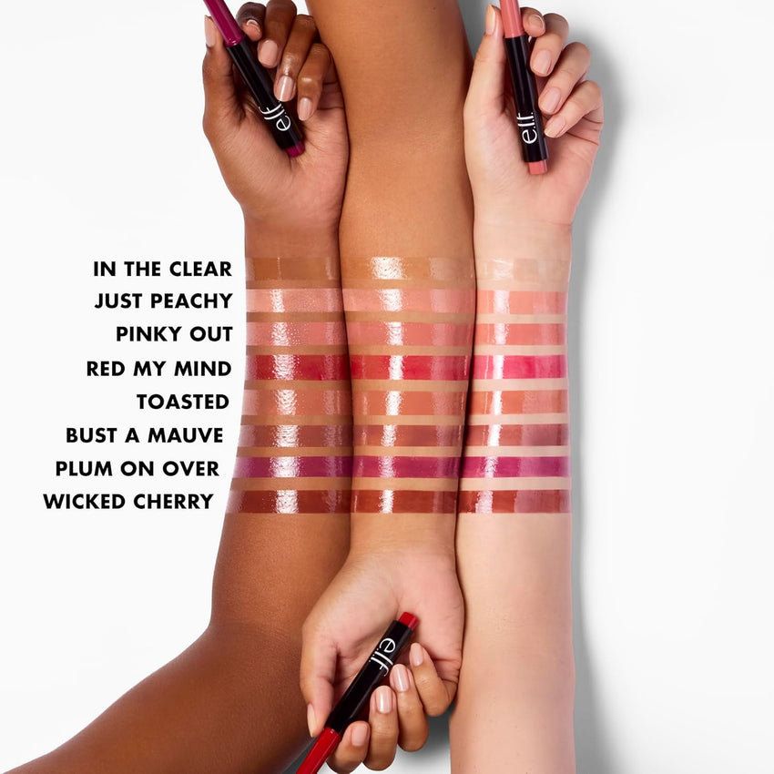 e.l.f. Pout Clout Lip Plumping Pen, Nourishing Lip Balm For Sheer Color & Shine, Plumps & Moisturizes, Vegan & Cruelty - Free, Bust A Mauve - 7DAY'S