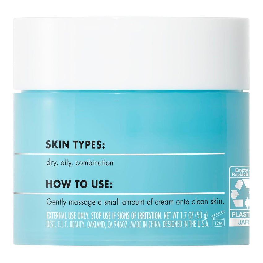 e.l.f. SKIN Holy Hydration! Face Cream, Moisturizer For Nourishing & Plumping Skin, Infused With Hyaluronic Acid, Vegan & Cruelty - Free, 1.76 Oz - 7DAY'S