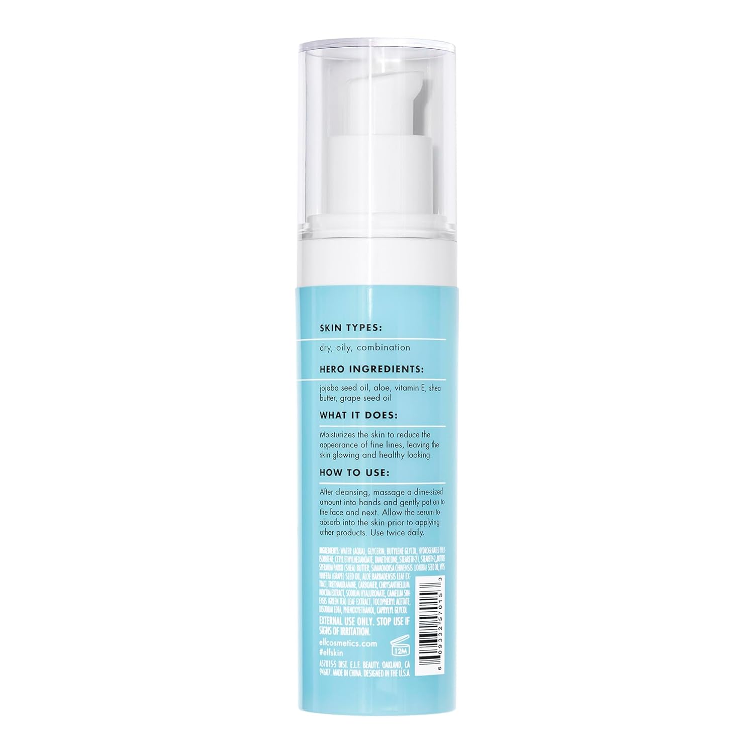 e.l.f. SKIN Holy Hydration! Hydrating Serum, Ultra Moisturizing Formula, Strengthens & Protects Skin, 1.01 Fl Oz, 30 ml - 7DAY'S
