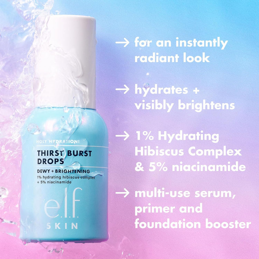 e.l.f. SKIN Holy Hydration! Thirst Burst Drops, Serum For A Radiant Complexion Instantly & Over Time, Made With Hyaluronic Acid, Vegan & Cruelty - Free - 7DAY'S
