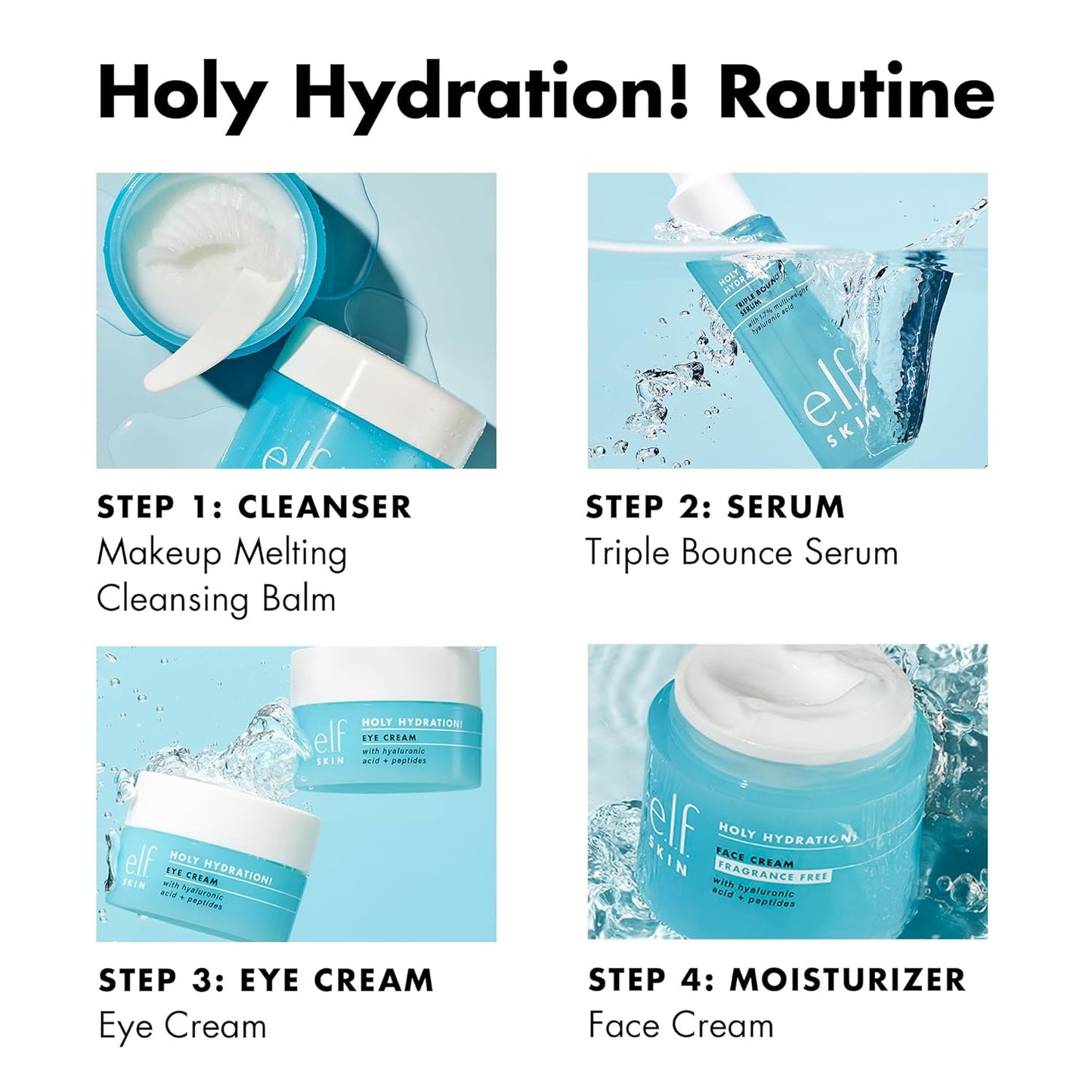 e.l.f. SKIN Holy Hydration! Triple Bounce Serum, 1.7% Hyaluronic Acid Serum For Plump, Bouncy Skin, Great For Hydrating Dry Skin - 7DAY'S