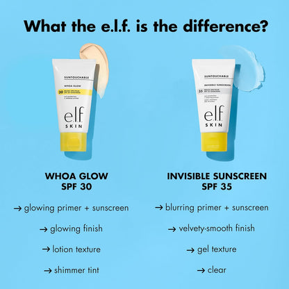 e.l.f. SKIN Suntouchable Invisible SPF 35, Lightweight, Gel - based Sunscreen For A Smooth Complexion, Doubles As A Makeup Primer, Vegan & Cruelty - Free, Packaging May Vary - 7DAY'S