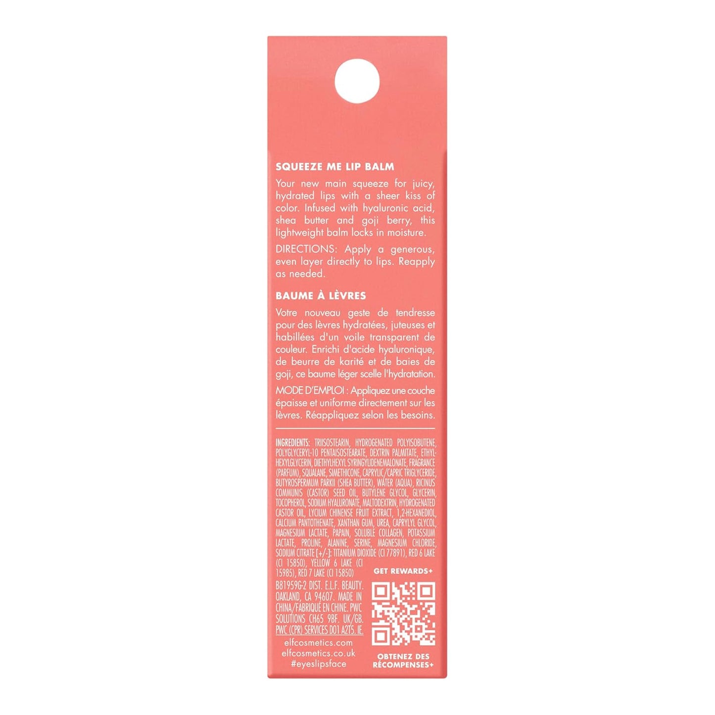 e.l.f. Squeeze Me Lip Balm, Moisturizing Lip Balm For A Sheer Tint Of Color, Infused With Hyaluronic Acid, Vegan & Cruelty - free, Strawberry - 7DAY'S
