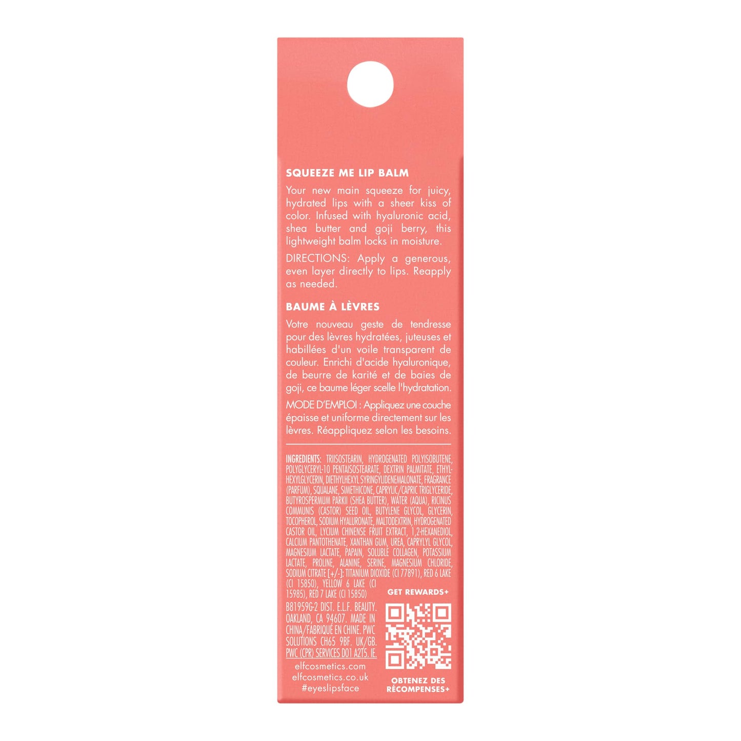 e.l.f. Squeeze Me Lip Balm, Moisturizing Lip Balm For A Sheer Tint Of Color, Infused With Hyaluronic Acid, Vegan & Cruelty - free, Strawberry - 7DAY'S