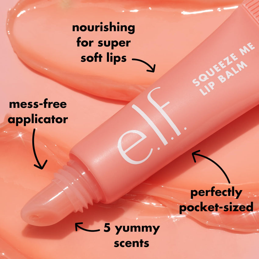 e.l.f. Squeeze Me Lip Balm, Moisturizing Lip Balm For A Sheer Tint Of Color, Infused With Hyaluronic Acid, Vegan & Cruelty - free, Strawberry - 7DAY'S