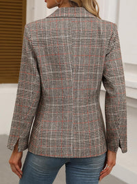 ELLEVEN Women's Lapel Collar Plaid 2 Button Boyfriend Blazer Suit Houndstooth Work Office Blazer Jacket - 7DAY'S