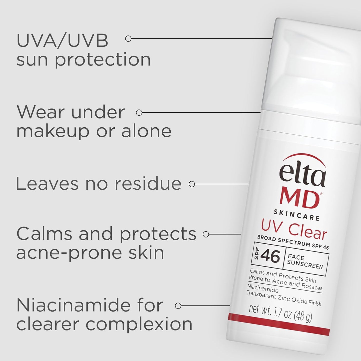 EltaMD UV Clear Face Sunscreen SPF 46, Oil - Free Sunscreen with Zinc Oxide, Dermatologist Recommended - 7DAY'S
