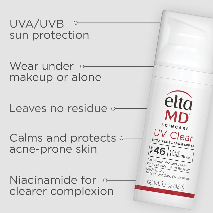 EltaMD UV Clear Face Sunscreen SPF 46, Oil - Free Sunscreen with Zinc Oxide, Dermatologist Recommended - 7DAY'S