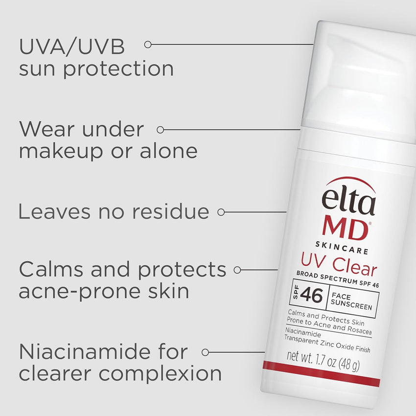 EltaMD UV Clear Face Sunscreen SPF 46, Oil - Free Sunscreen with Zinc Oxide, Dermatologist Recommended - 7DAY'S