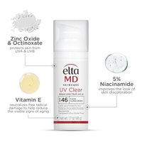 EltaMD UV Clear Face Sunscreen SPF 46, Oil - Free Sunscreen with Zinc Oxide, Dermatologist Recommended - 7DAY'S