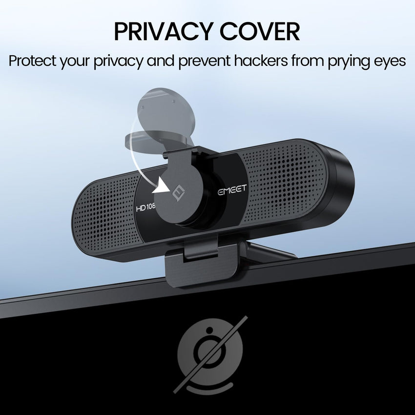 EMEET 1080P Webcam with Microphone, C960 Web Camera, 2 Mics, 90° FOV, USB Type - A & A - to - C Adapter, Plug&Play Computer Camera for Online Calling/Conferencing, Zoom/Teams/Facetime/YouTube, 2025 Version - 7DAY'S