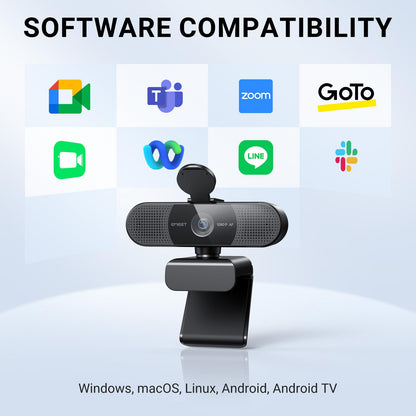 EMEET 1080P Webcam with Microphone, C960 Web Camera, 2 Mics, 90° FOV, USB Type - A & A - to - C Adapter, Plug&Play Computer Camera for Online Calling/Conferencing, Zoom/Teams/Facetime/YouTube, 2025 Version - 7DAY'S