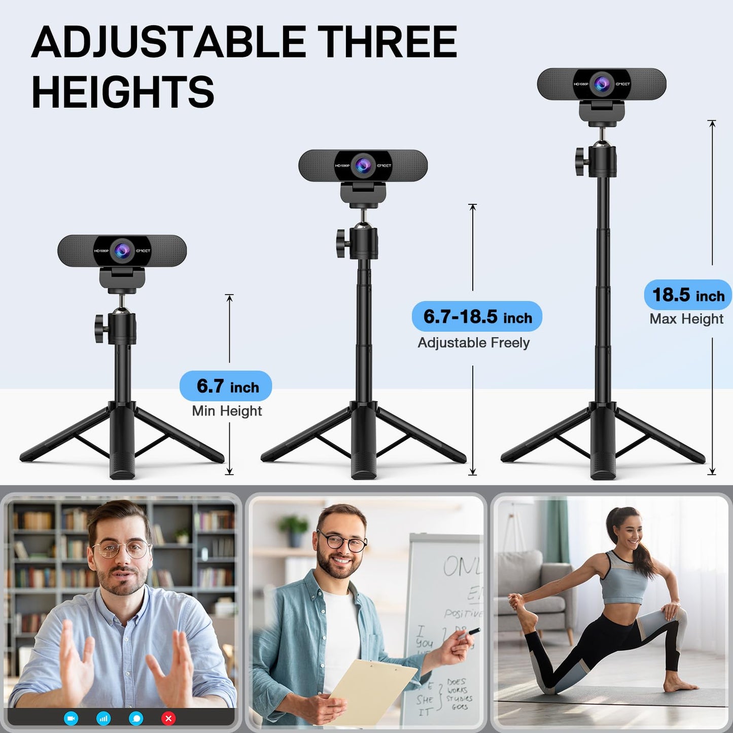 EMEET 1080P Webcam with Microphone, C960 Web Camera, 2 Mics, 90° FOV, USB Type - A & A - to - C Adapter, Plug&Play Computer Camera for Online Calling/Conferencing, Zoom/Teams/Facetime/YouTube, 2025 Version - 7DAY'S