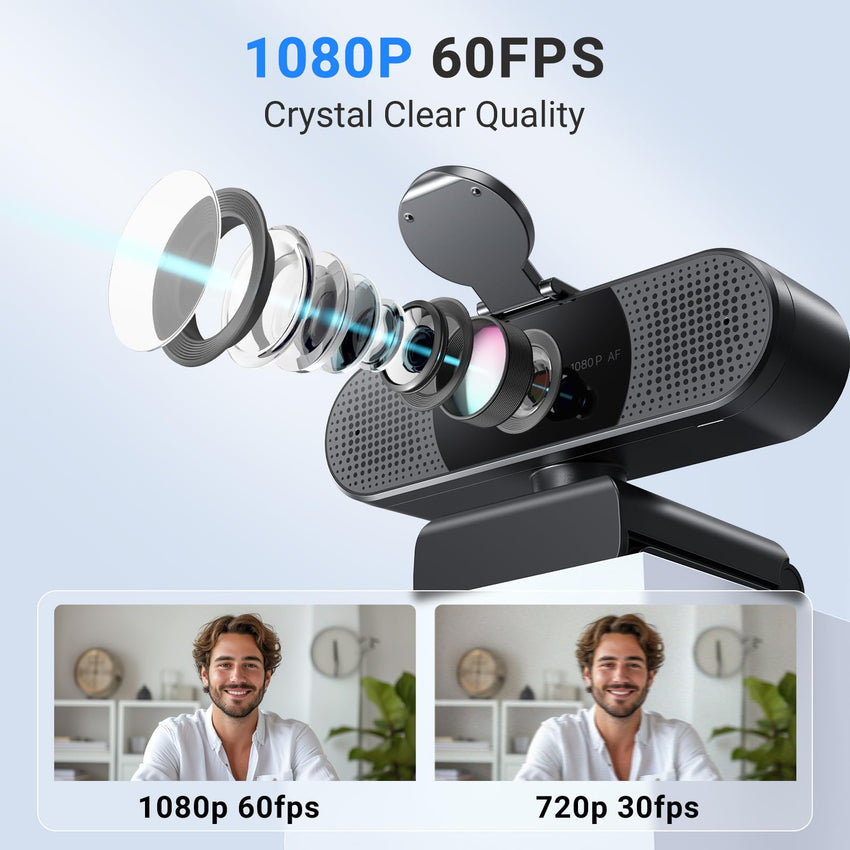 EMEET 1080P Webcam with Microphone, C960 Web Camera, 2 Mics, 90° FOV, USB Type - A & A - to - C Adapter, Plug&Play Computer Camera for Online Calling/Conferencing, Zoom/Teams/Facetime/YouTube, 2025 Version - 7DAY'S