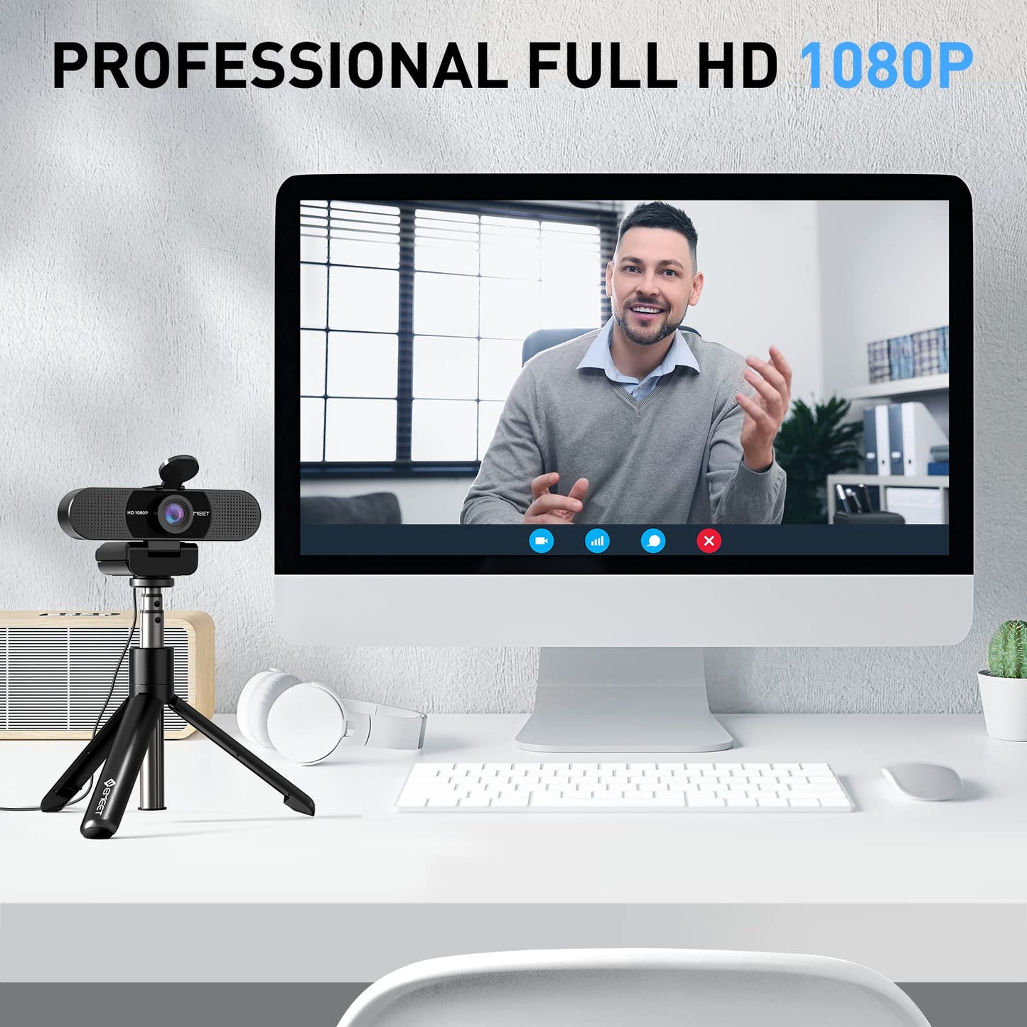EMEET 1080P Webcam with Microphone, C960 Web Camera, 2 Mics, 90° FOV, USB Type - A & A - to - C Adapter, Plug&Play Computer Camera for Online Calling/Conferencing, Zoom/Teams/Facetime/YouTube, 2025 Version - 7DAY'S
