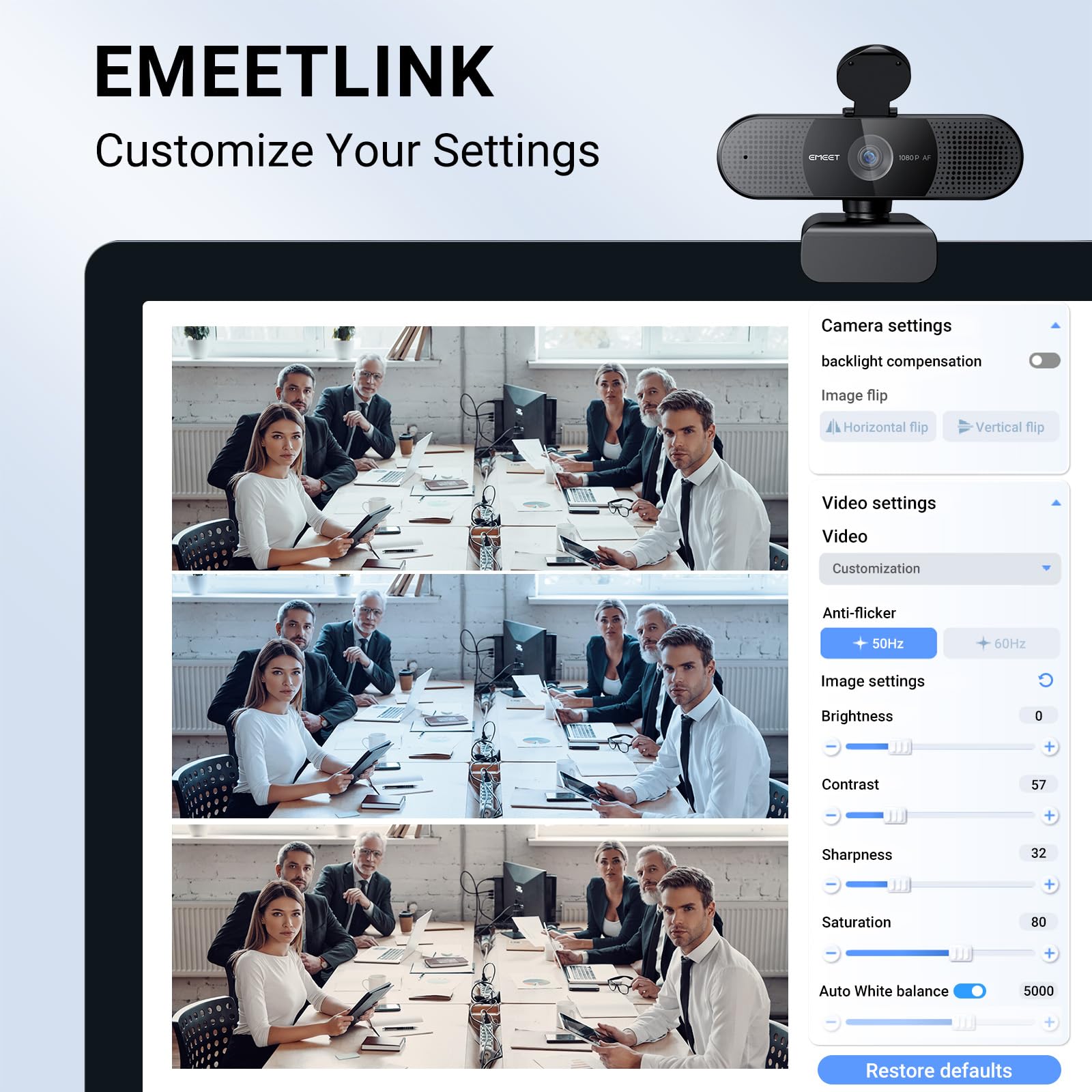 EMEET 1080P Webcam with Microphone, C960 Web Camera, 2 Mics, 90° FOV, USB Type - A & A - to - C Adapter, Plug&Play Computer Camera for Online Calling/Conferencing, Zoom/Teams/Facetime/YouTube, 2025 Version - 7DAY'S