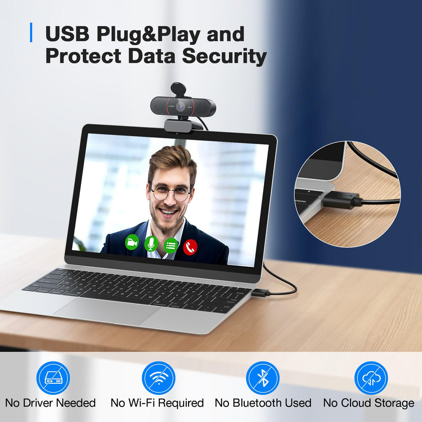 EMEET 1080P Webcam with Microphone, C960 Web Camera, 2 Mics, 90° FOV, USB Type - A & A - to - C Adapter, Plug&Play Computer Camera for Online Calling/Conferencing, Zoom/Teams/Facetime/YouTube, 2025 Version - 7DAY'S