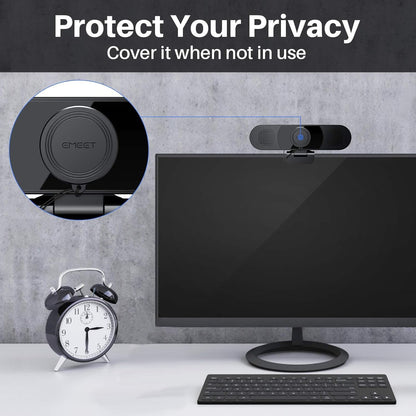 EMEET 1080P Webcam with Microphone, C960 Web Camera, 2 Mics, 90° FOV, USB Type - A & A - to - C Adapter, Plug&Play Computer Camera for Online Calling/Conferencing, Zoom/Teams/Facetime/YouTube, 2025 Version - 7DAY'S
