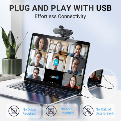 EMEET 1080P Webcam with Microphone, C960 Web Camera, 2 Mics, 90° FOV, USB Type - A & A - to - C Adapter, Plug&Play Computer Camera for Online Calling/Conferencing, Zoom/Teams/Facetime/YouTube, 2025 Version - 7DAY'S