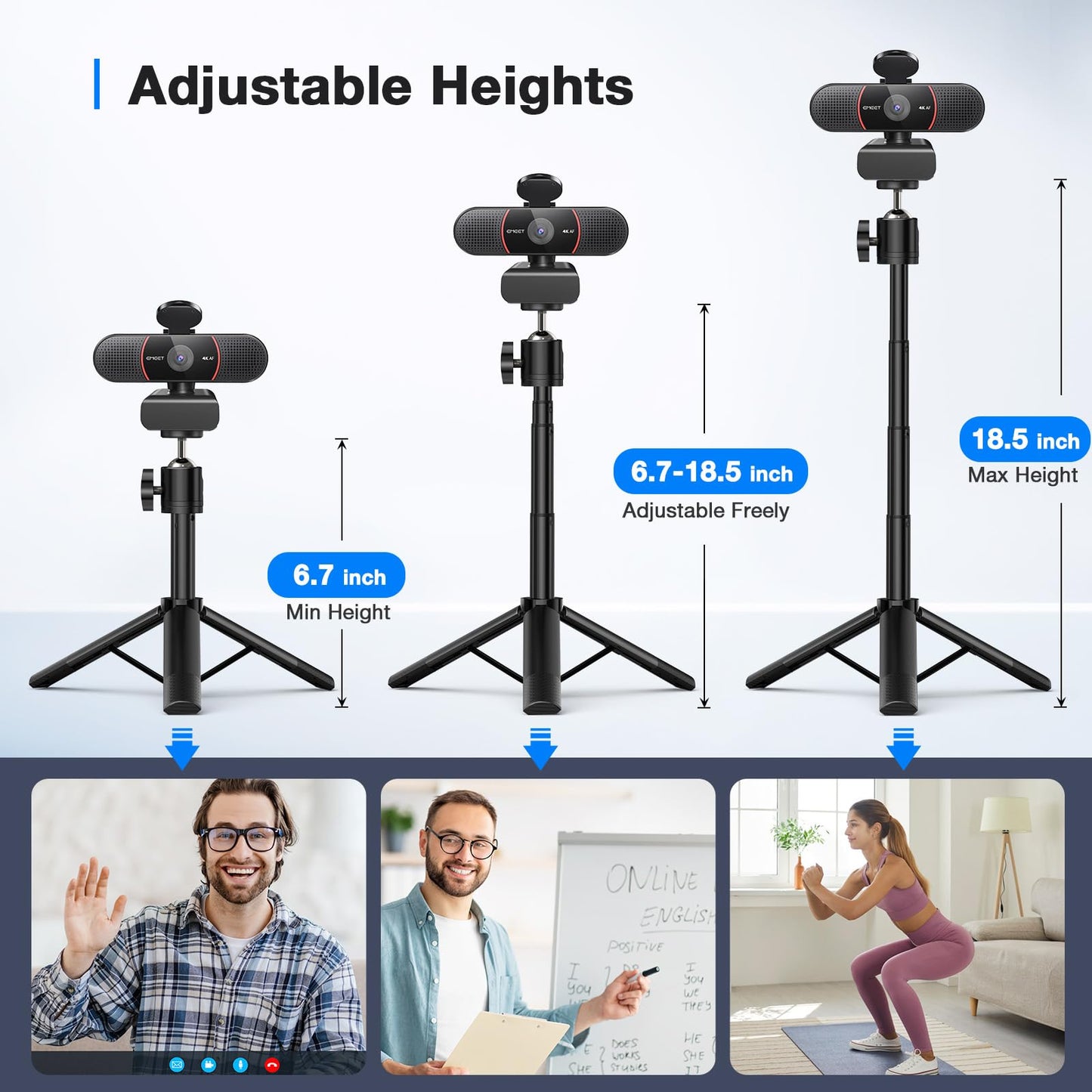 EMEET 1080P Webcam with Microphone, C960 Web Camera, 2 Mics, 90° FOV, USB Type - A & A - to - C Adapter, Plug&Play Computer Camera for Online Calling/Conferencing, Zoom/Teams/Facetime/YouTube, 2025 Version - 7DAY'S