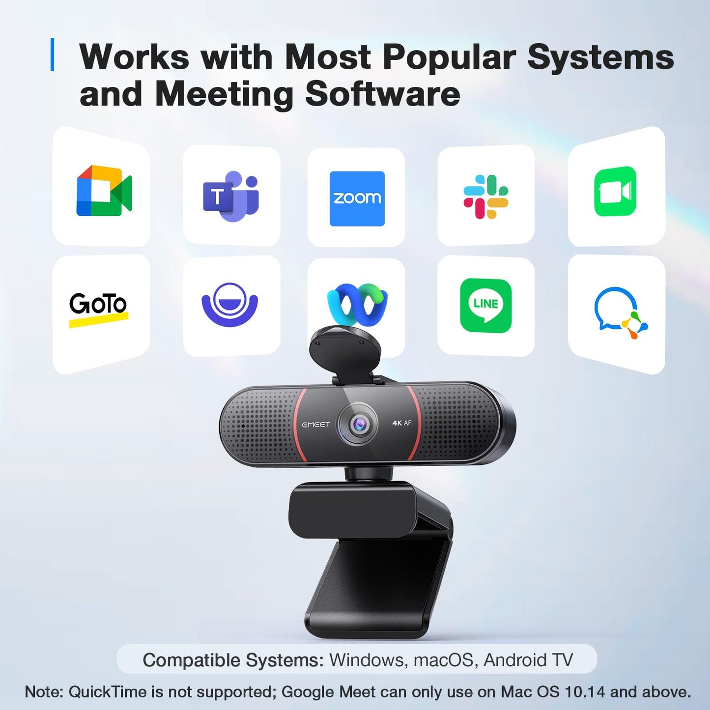 EMEET 1080P Webcam with Microphone, C960 Web Camera, 2 Mics, 90° FOV, USB Type - A & A - to - C Adapter, Plug&Play Computer Camera for Online Calling/Conferencing, Zoom/Teams/Facetime/YouTube, 2025 Version - 7DAY'S