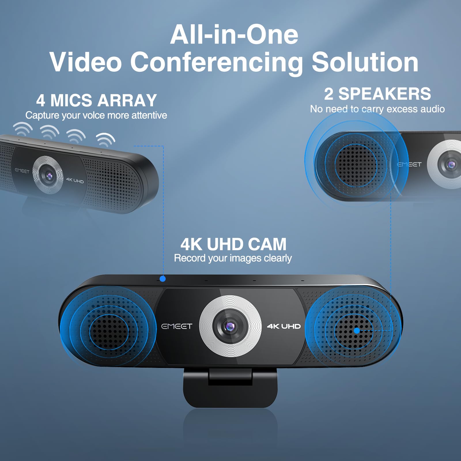 EMEET 1080P Webcam with Microphone, C960 Web Camera, 2 Mics, 90° FOV, USB Type - A & A - to - C Adapter, Plug&Play Computer Camera for Online Calling/Conferencing, Zoom/Teams/Facetime/YouTube, 2025 Version - 7DAY'S