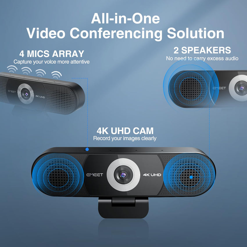 EMEET 1080P Webcam with Microphone, C960 Web Camera, 2 Mics, 90° FOV, USB Type - A & A - to - C Adapter, Plug&Play Computer Camera for Online Calling/Conferencing, Zoom/Teams/Facetime/YouTube, 2025 Version - 7DAY'S
