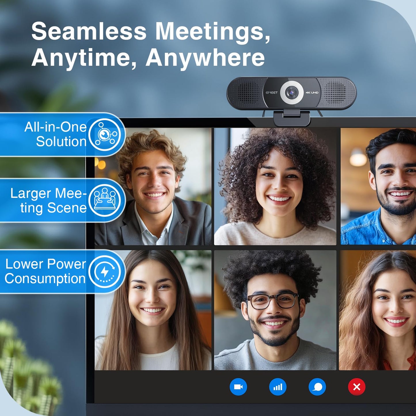 EMEET 1080P Webcam with Microphone, C960 Web Camera, 2 Mics, 90° FOV, USB Type - A & A - to - C Adapter, Plug&Play Computer Camera for Online Calling/Conferencing, Zoom/Teams/Facetime/YouTube, 2025 Version - 7DAY'S