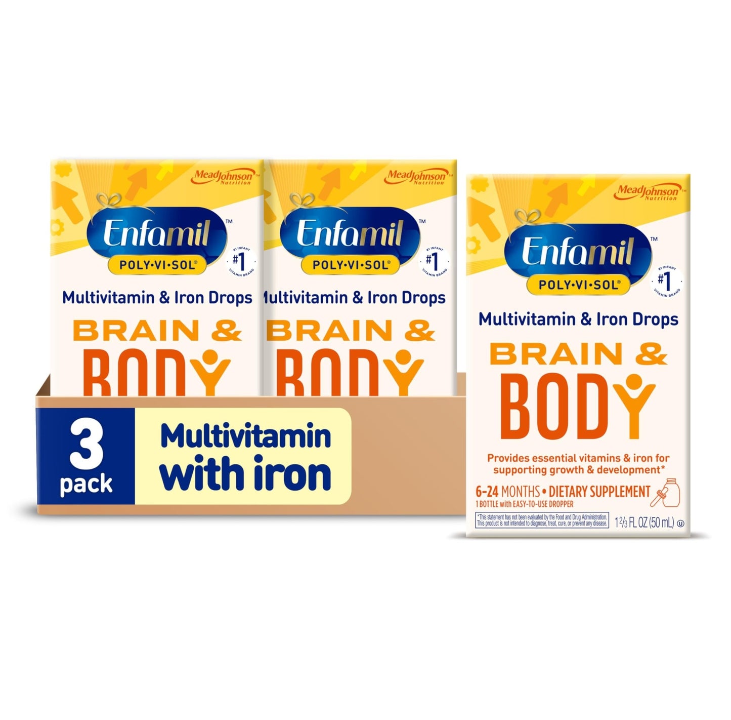 Enfamil Poly - Vi - Sol with Iron Liquid Multivitamin Drops, Supports Growth & Development*, 50mL Bottle - 7DAY'S